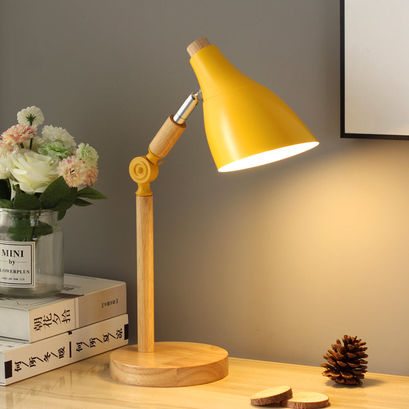 Macaron Simplicity Cone Table Lamp Metallic Nightstand Lamp for Bedroom