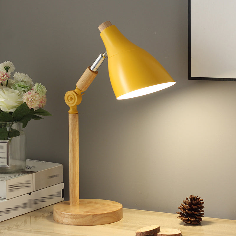 Macaron Simplicity Cone Table Lamp Metallic Nightstand Lamp for Bedroom