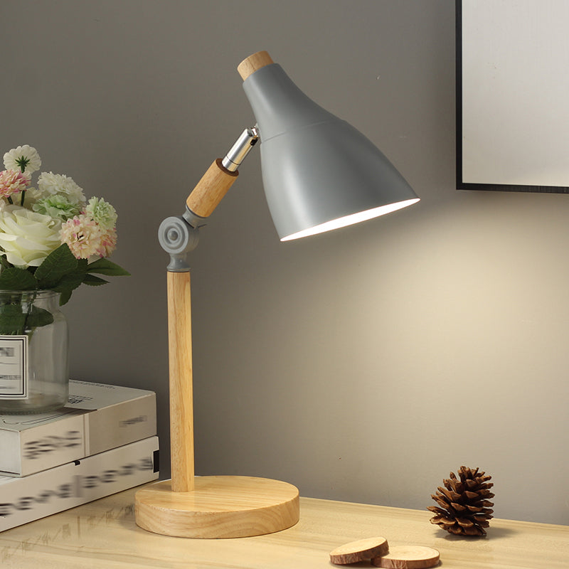 Macaron Simplicity Cone Table Lamp Metallic Nightstand Lamp for Bedroom