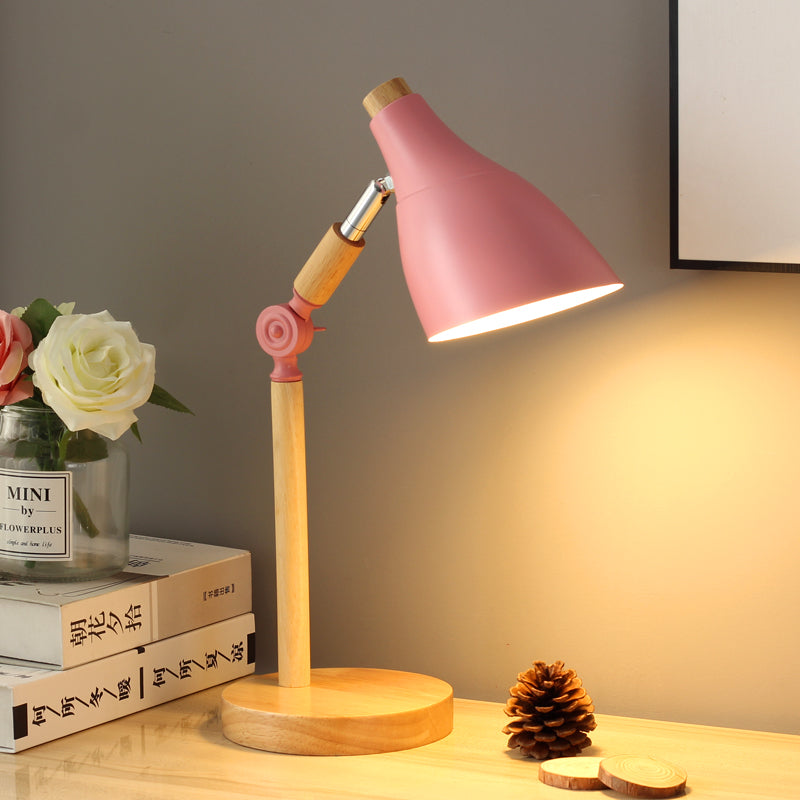 Macaron Simplicity Cone Table Lamp Metallic Nightstand Lamp for Bedroom