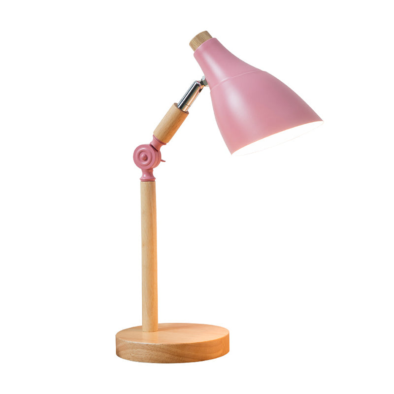 Macaron Simplicity Cone Table Lamp Metallic Nightstand Lamp for Bedroom