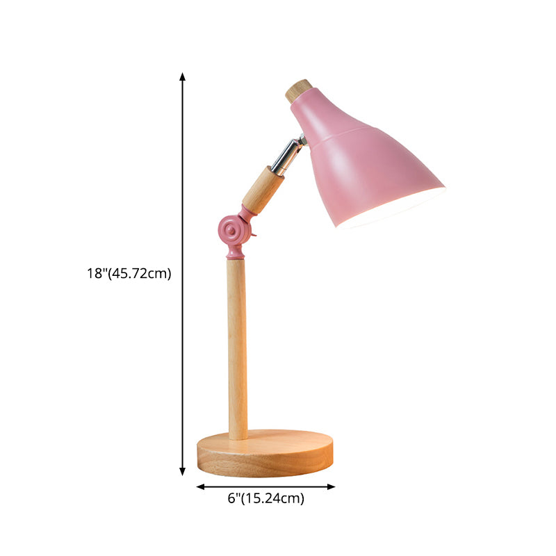 Macaron Simplicity Cone Table Lamp Metallic Nightstand Lamp for Bedroom
