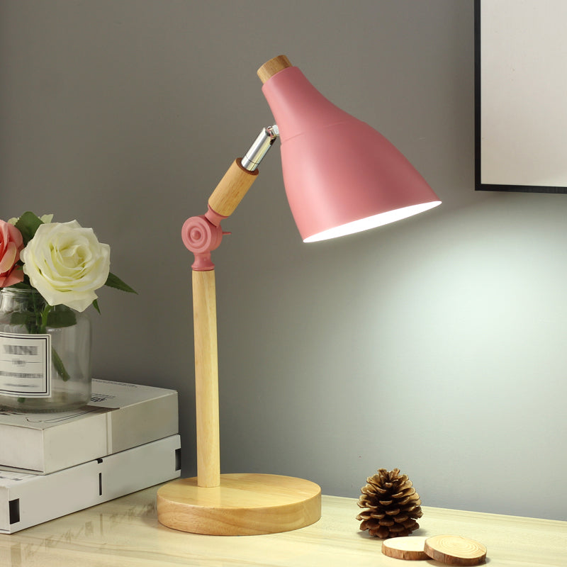 Macaron Simplicity Cone Table Lamp Metallic Nightstand Lamp for Bedroom