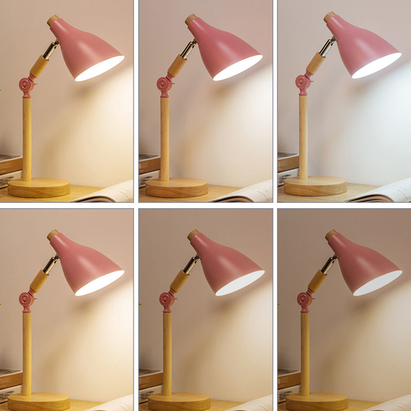 Macaron Simplicity Cone Table Lamp Metallic Nightstand Lamp for Bedroom