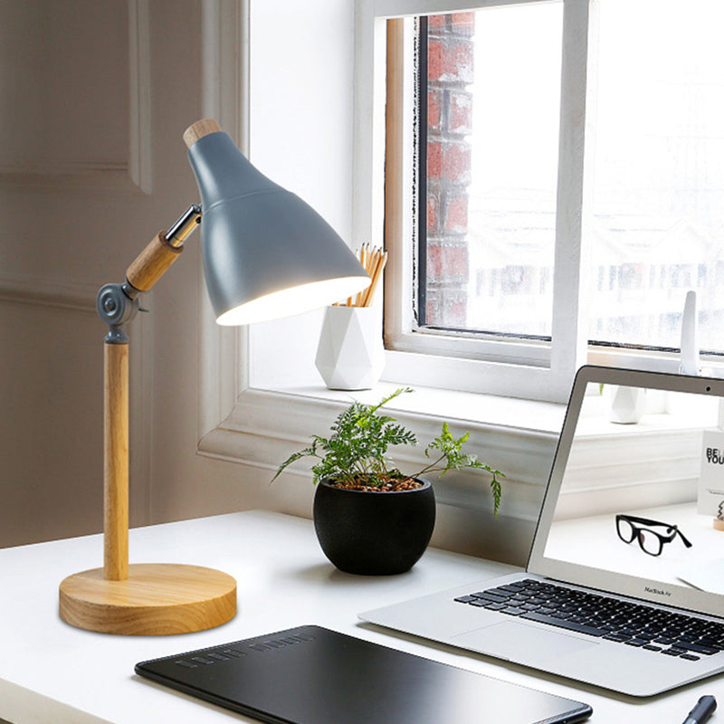 Macaron Simplicity Cone Table Lamp Metallic Nightstand Lamp for Bedroom