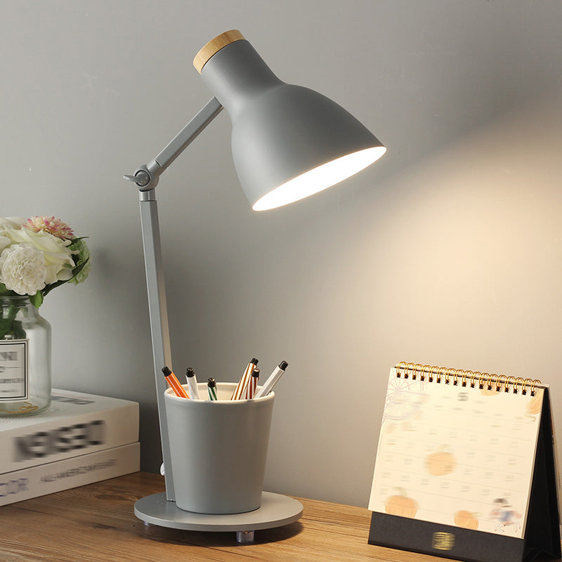 Macaron Simplicity Cone Table Lamp Metallic Nightstand Lamp for Bedroom