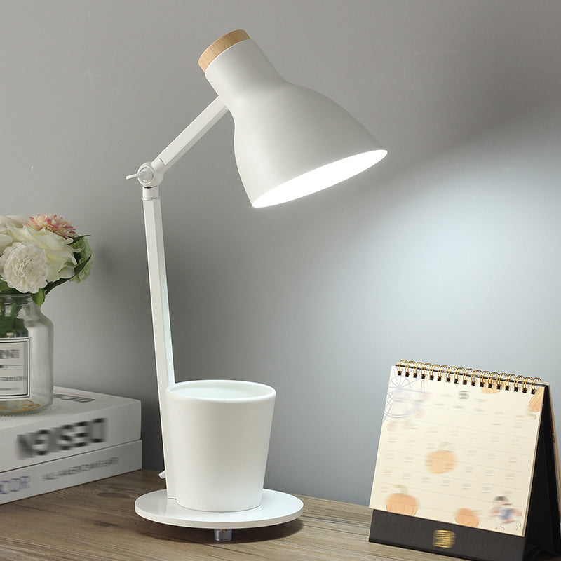 Macaron Simplicity Cone Table Lamp Metallic Nightstand Lamp for Bedroom