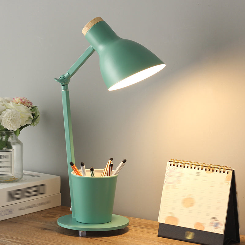 Macaron Simplicity Cone Table Lamp Metallic Nightstand Lamp for Bedroom