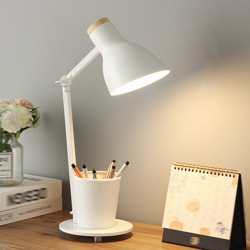 Macaron Simplicity Cone Table Lamp Metallic Nightstand Lamp for Bedroom