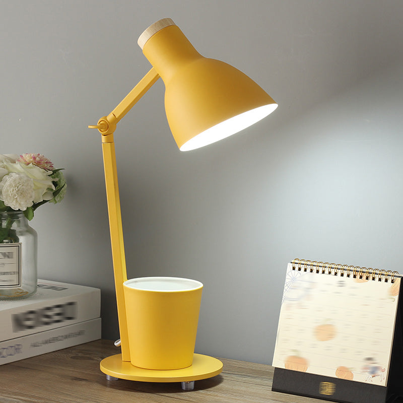 Macaron Simplicity Cone Table Lamp Metallic Nightstand Lamp for Bedroom