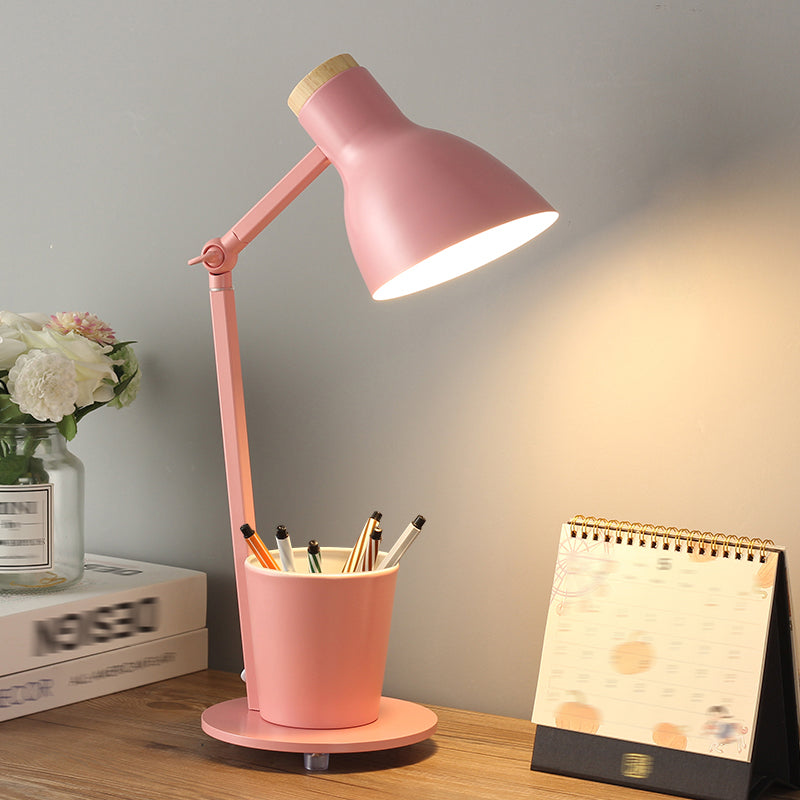 Macaron Simplicity Cone Table Lamp Metallic Nightstand Lamp for Bedroom