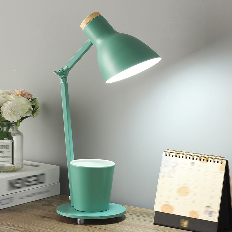Macaron Simplicity Cone Table Lamp Metallic Nightstand Lamp for Bedroom