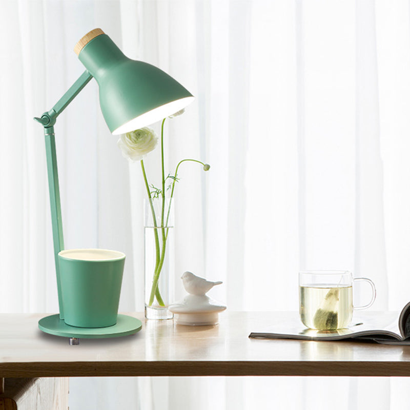Macaron Simplicity Cone Table Lamp Metallic Nightstand Lamp for Bedroom