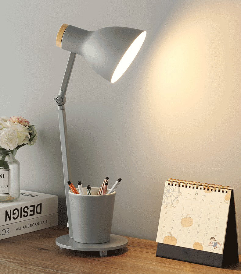 Macaron Simplicity Cone Table Lamp Metallic Nightstand Lamp for Bedroom