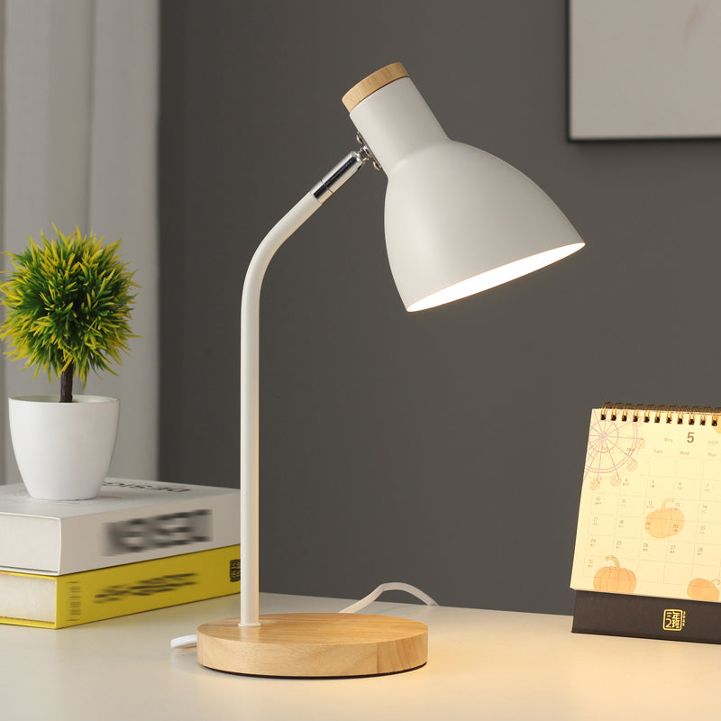 Macaron Simplicity Cone Table Lamp Metallic Nightstand Lamp for Bedroom