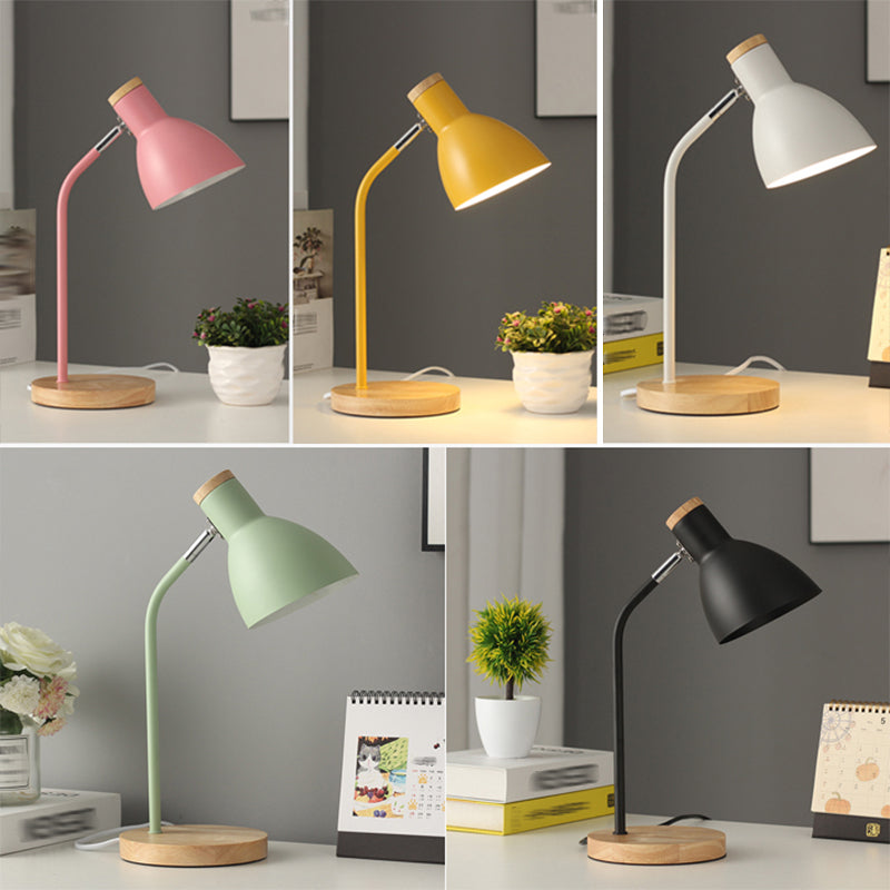 Macaron Simplicity Cone Table Lamp Metallic Nightstand Lamp for Bedroom