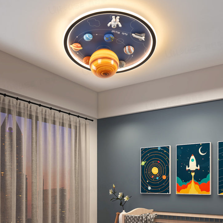 Blue Kids Flush Mount Light Resin LED Ceiling Mount Light Fixture for Children's Room
