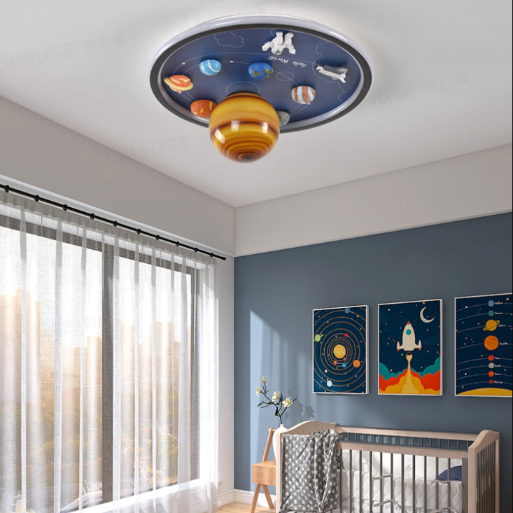 Blue Kids Flush Mount Light Resin LED Ceiling Mount Light Fixture for Children's Room