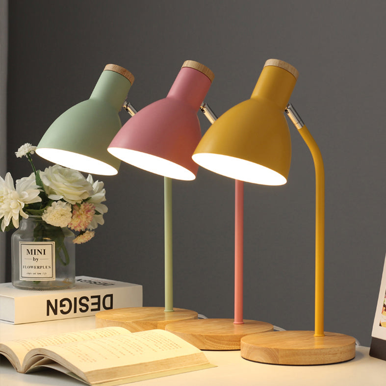 Macaron Simplicity Cone Table Lamp Metallic Nightstand Lamp for Bedroom