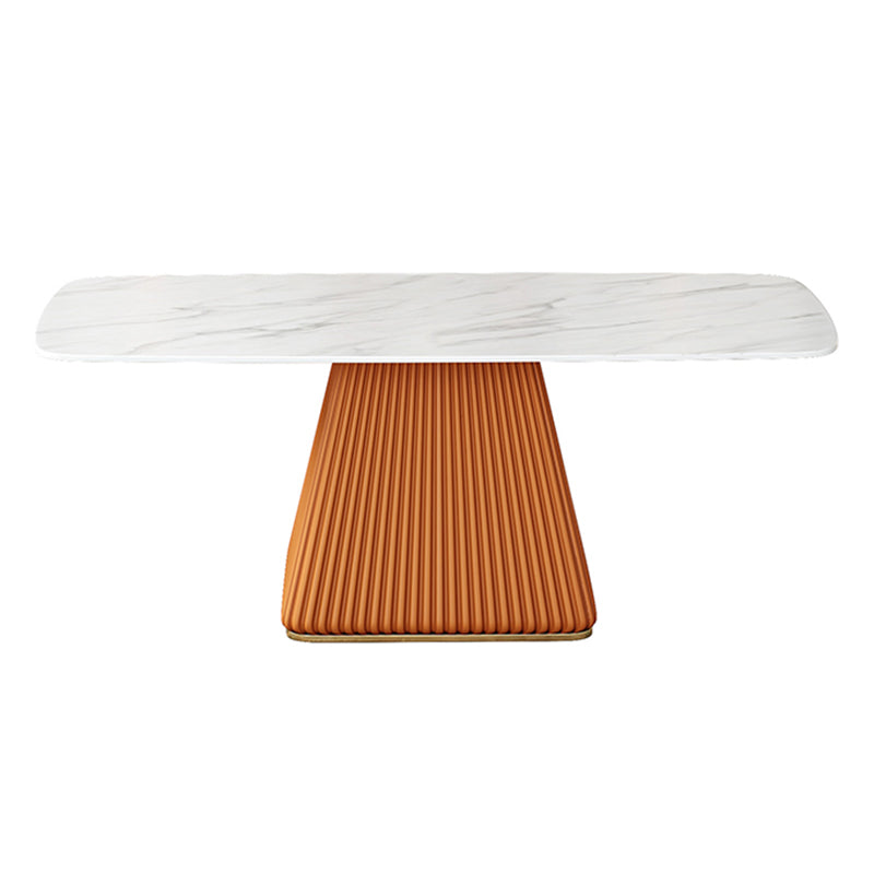 Glam Dining Room Set with¬†Rectangle Sintered Stone Top and Pedestal Base Dining Furniture