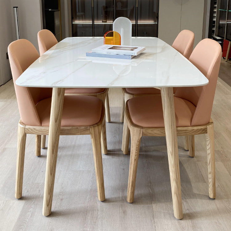 Glam Kitchen Dining Room Set Standard Height with¬†Rectangle Top and Solid Wood Legs Dining Furniture