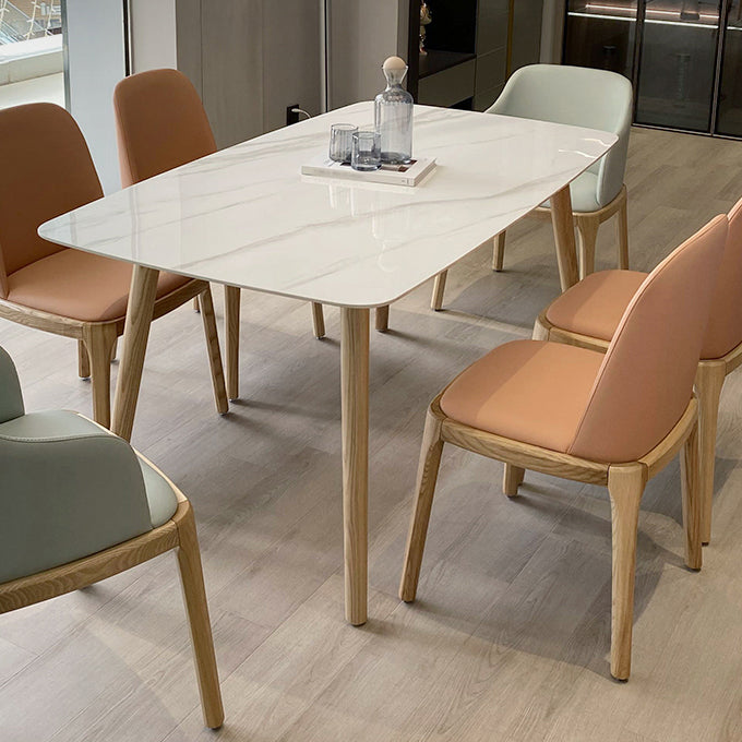 Glam Kitchen Dining Room Set Standard Height with¬†Rectangle Top and Solid Wood Legs Dining Furniture