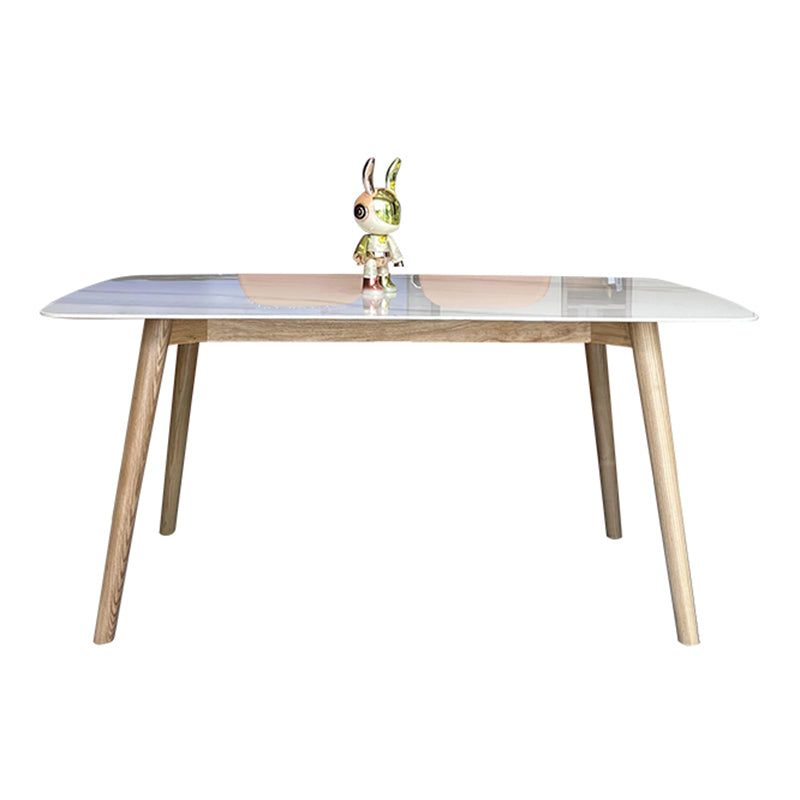 Glam Kitchen Dining Room Set Standard Height with¬†Rectangle Top and Solid Wood Legs Dining Furniture