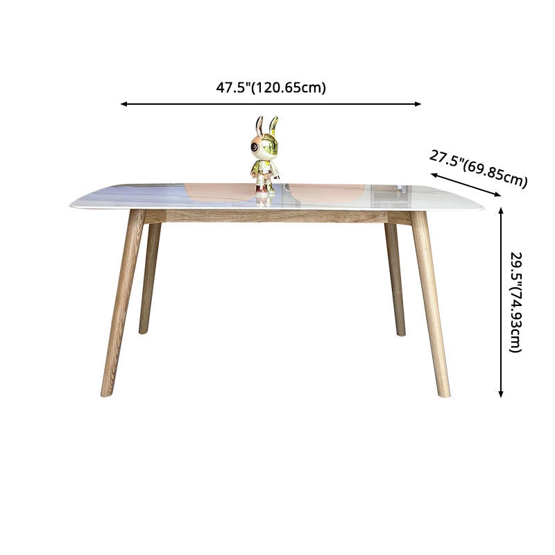 Glam Kitchen Dining Room Set Standard Height with¬†Rectangle Top and Solid Wood Legs Dining Furniture