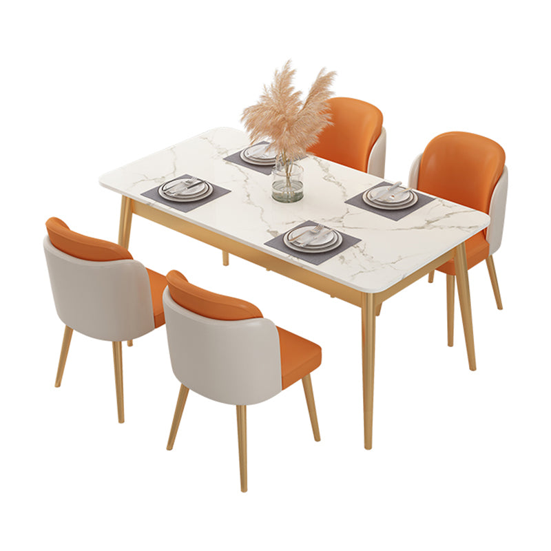 Glam Sintered Stone Dining Room Set Standard Height with Black Legs Dining Furniture for Home Use