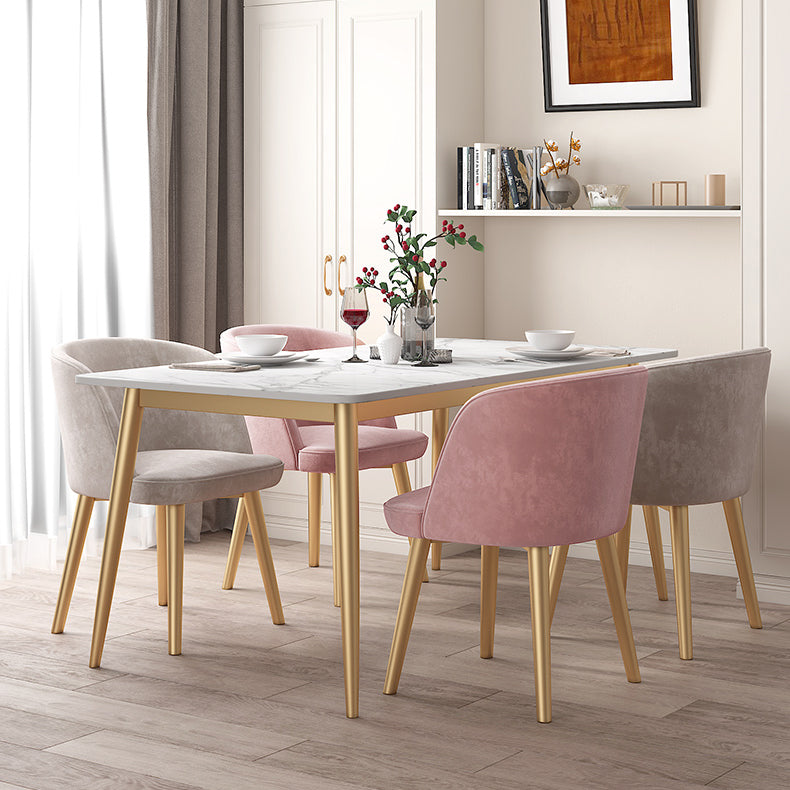 Juego de mesa de comedor de piedra sinterizada escandinava Rectángulo blanco Uso del hogar Set de comedor