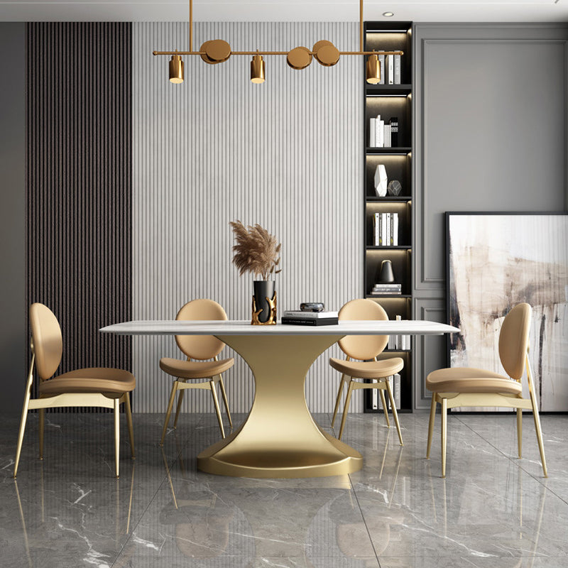 Glam Sintered Stone Dining Room Set Standard Height with Gold Leg Dining Furniture for Home Use