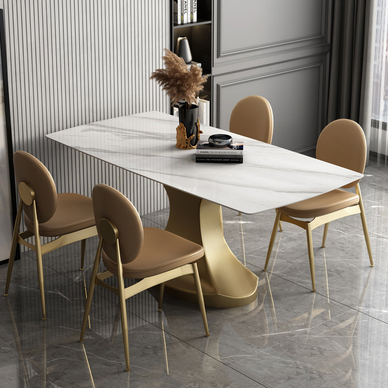 Glam Sintered Stone Dining Room Set Standard Height with Gold Leg Dining Furniture for Home Use