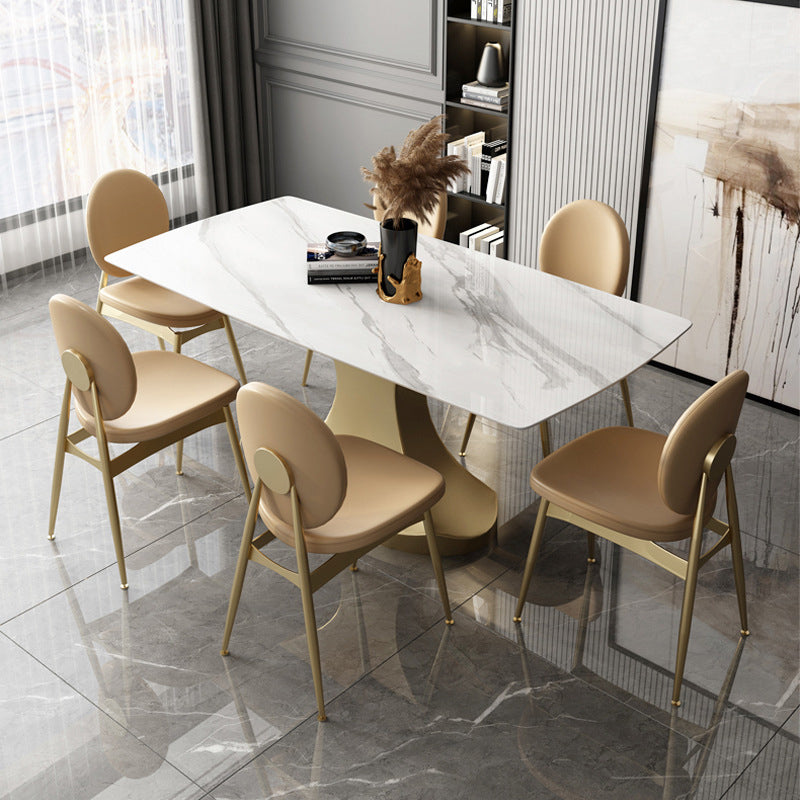 Glam Sintered Stone Dining Room Set Standard Height with Gold Leg Dining Furniture for Home Use
