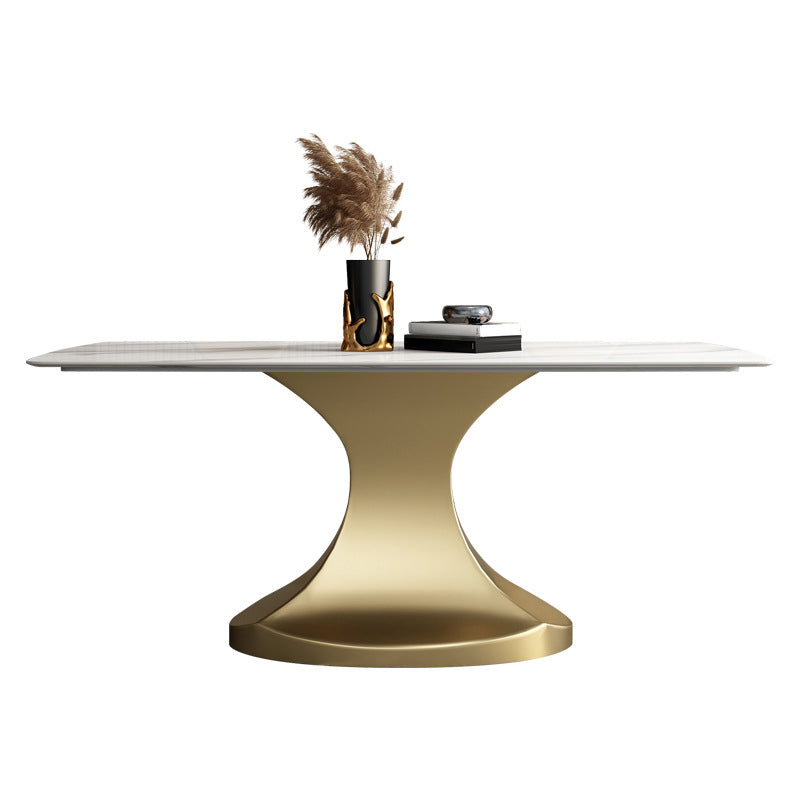 Glam Sintered Stone Dining Room Set Standard Height with Gold Leg Dining Furniture for Home Use