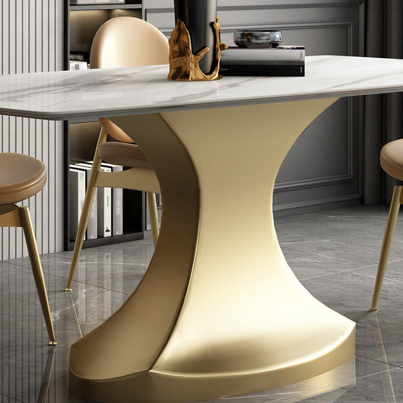 Glam Sintered Stone Dining Room Set Standard Height with Gold Leg Dining Furniture for Home Use