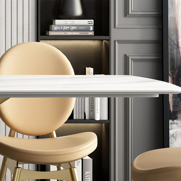 Glam Sintered Stone Dining Room Set Standard Height with Gold Leg Dining Furniture for Home Use