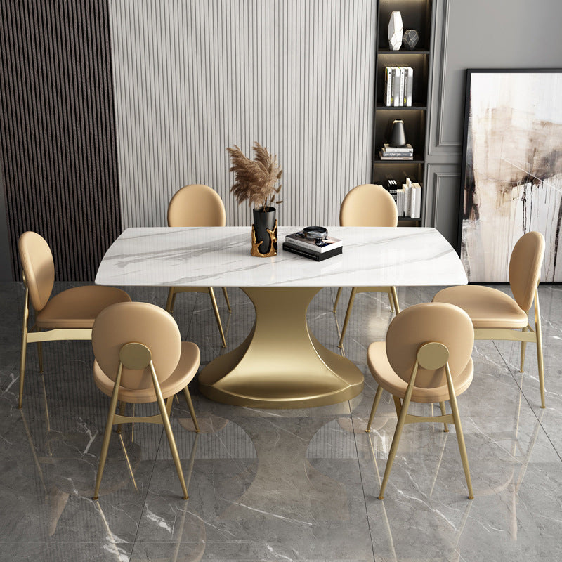 Glam Sintered Stone Dining Room Set Standard Height with Gold Leg Dining Furniture for Home Use