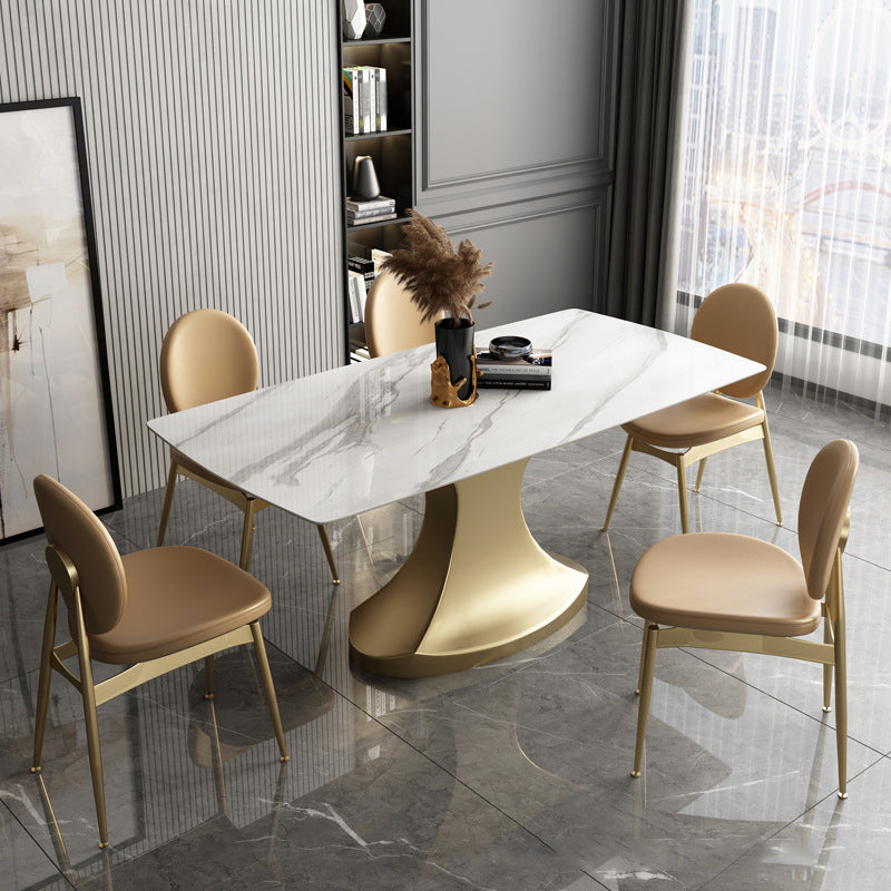 Glam Sintered Stone Dining Room Set Standard Height with Gold Leg Dining Furniture for Home Use