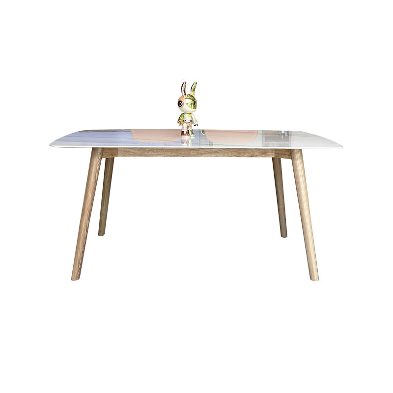 Skandinavische Sinterstein weiße Esstisch Set Rechteck Haus verwenden Esszahlen