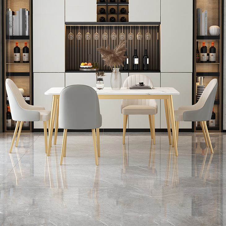 Glam Sintered Stone Dining Room Set Standard Height with 4 Legs Base Dining Furniture