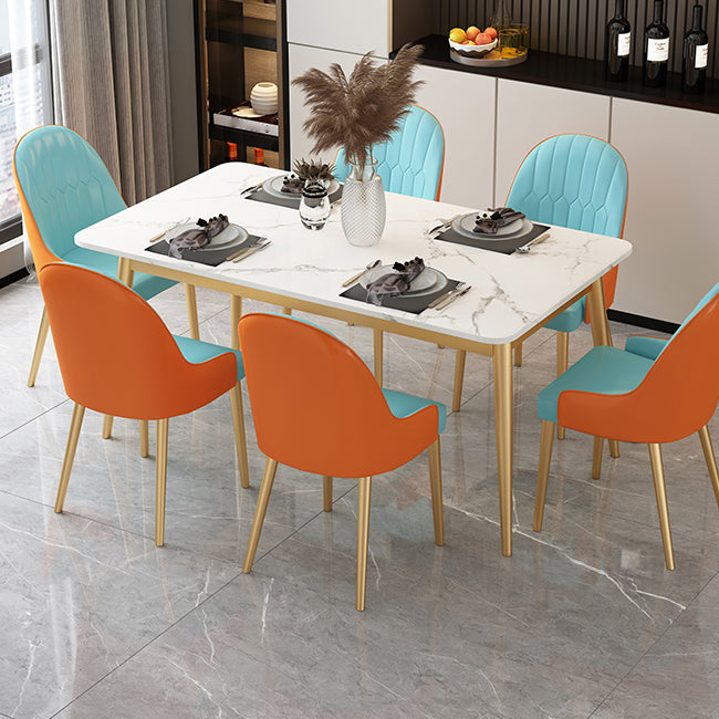 Glam Sintered Stone Dining Room Set Standard Height with 4 Legs Base Dining Furniture