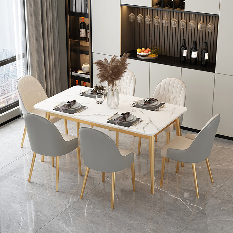 Glam Sintered Stone Dining Room Set Standard Height with 4 Legs Base Dining Furniture