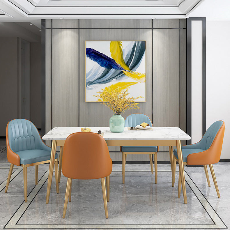 Juego de mesa de comedor de piedra sinterizada estilo escandinavo Rectángulo blanco Uso de uso del hogar