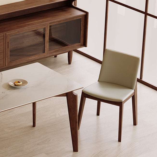 Moderner Stil gesinterte Stein Esstisch mit Rechteckform Tisch und 4 feste Holzbeine Grundlage