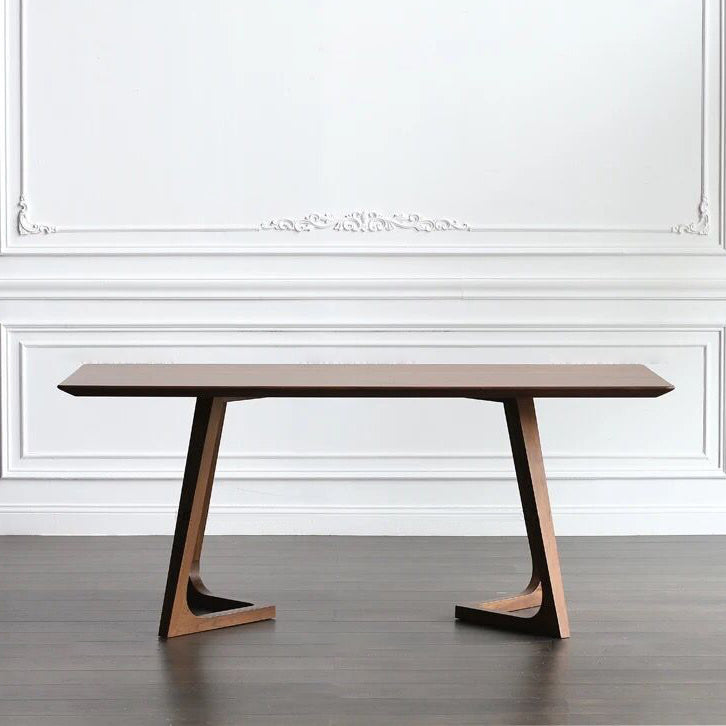 Modern Style Solid Wood Dining Set with Rectangle Shape Table and Double Pedestal Base for Home Use