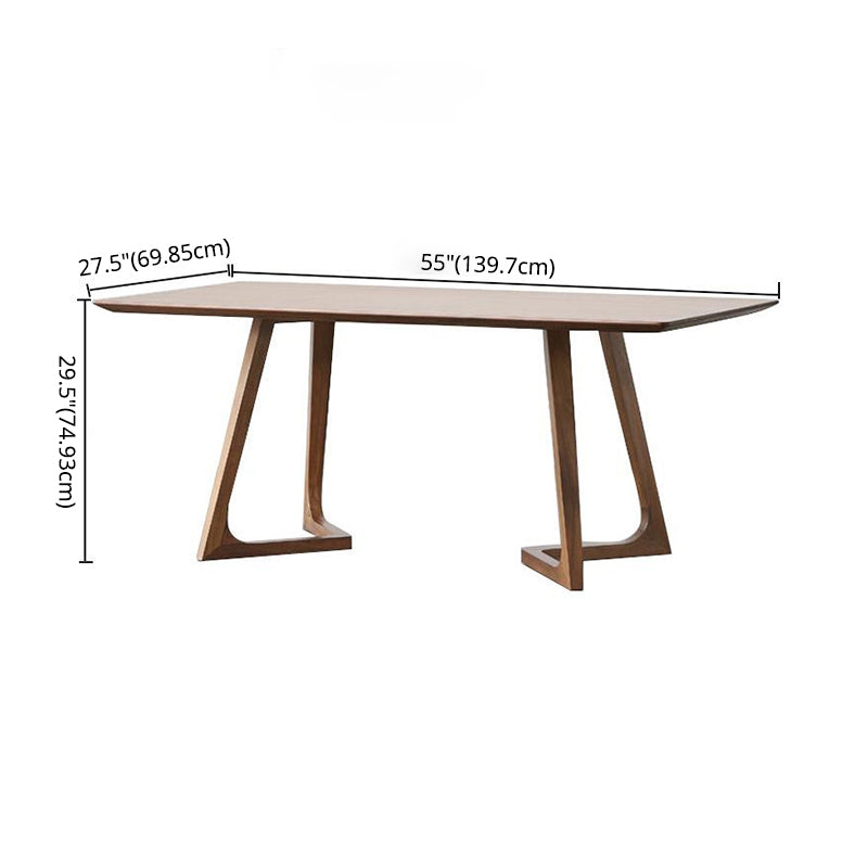 Modern Style Solid Wood Dining Set with Rectangle Shape Table and Double Pedestal Base for Home Use