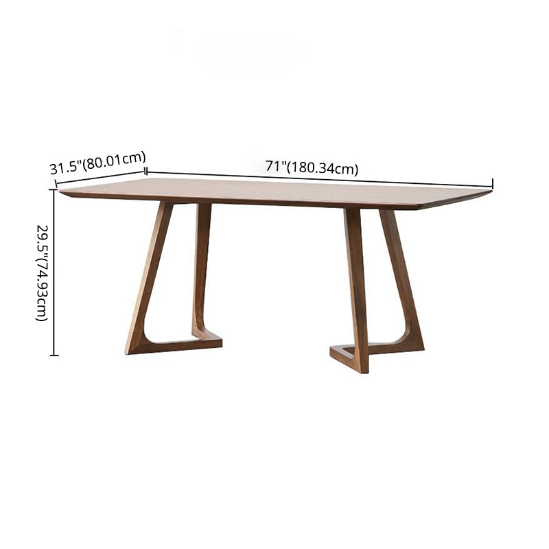 Modern Style Solid Wood Dining Set with Rectangle Shape Table and Double Pedestal Base for Home Use