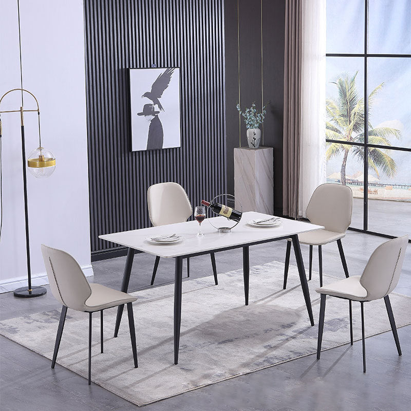 Modern Sintered Stone Dining Table Set White Rectangle Formal Dining Set