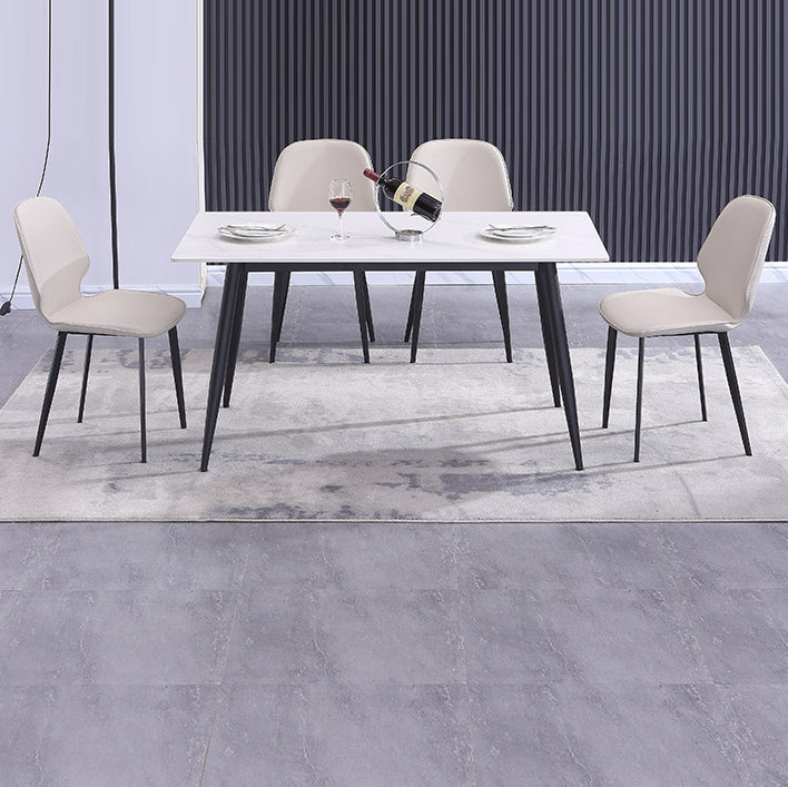 Modern Sintered Stone Dining Table Set White Rectangle Formal Dining Set