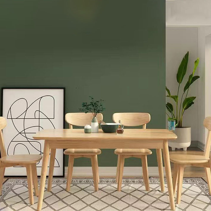 Modern Solid Wood Rectangle Shape Dining Furniture with 4 Wood Legs for Kitchen